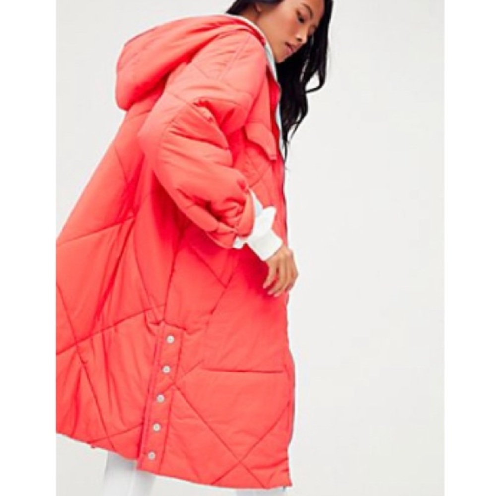 ISO Free People Kit Puffer Jacket in Atomic Orange size Large